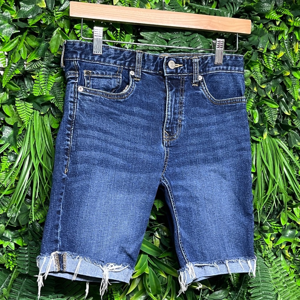 Calvin Klein Jeans Denim Shorts Boys Size 12 Frayed Hem Dark Wash Boys 2854 - Picture 3 of 9
